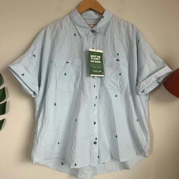 NWT Toad & Co Indigo Wells Tree Embroidered Short Sleeve Shirt - Picture 3 of 9